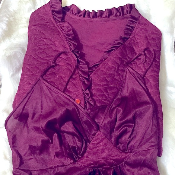 Gorgeous VTG Glam 2pc Lingerie Spaghetti Strap Long Gown & Quilted Shawl Jacket - Picture 3 of 16